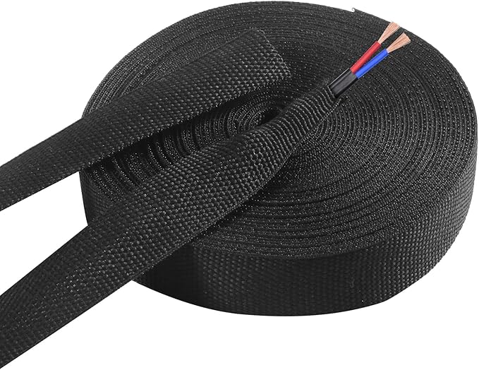 2 in 1 Heat Shrink Braided Sleeving, 1/2 Inch Shrinkable Fabric Sleeve Heat Shrink Insulating Tubing for Hose/Cable/Wire Protection (1/2"(12mm), 30FT)