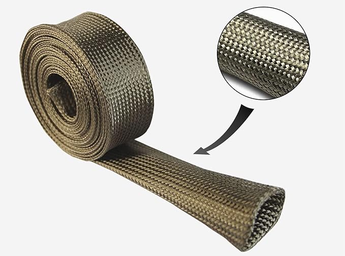 Heat Shield Sleeve Fuel Line Heat Shield Auto Hose Spark Plug Wire Cover Protectors Boots Roll 2500 Degree for Car&Auto Wire Loom Brake Cable (1/2" IDX10FT, Titanium)
