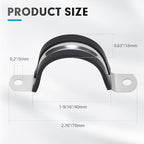 1-9/16 Inch 10 PCS 2 Holes Rubber Cushioned U Bracket Clamp, Reinforced Rigid Pipe Strap, Stainless Steel Conduit Straps Cable Clamp (40 mm) by Tavonuxt
