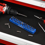 CASOMAN 2PCS 1/4" Hex Bit Organizer with Magnetic Base - Blue, 86 Hole Bit Organizer with Strong Magnetic Base, Magnetic Bit Organizer for Your Specialty
