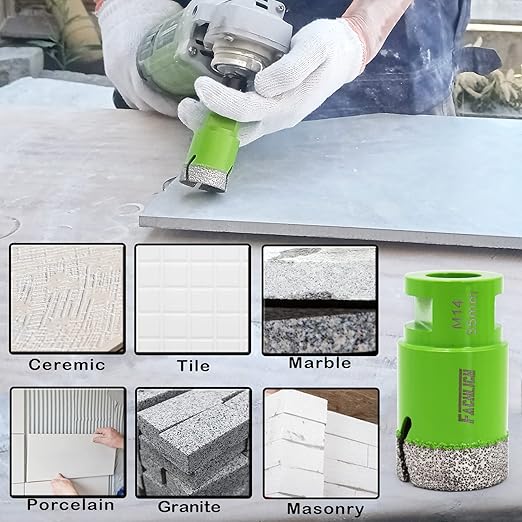 Diamond Core Drill Bits Set - 25/35/50/65/100mm+25F+SDS Tile Hole Saw Kit for Porcelain Ceramic Tile Granite Marble(7PCS)