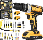Cordless Drill Tool Kit Set: 21V Power Drill Tool Box with Battery, 2-Speed, 42N.m Max, Electric Screwdriver Driver for Men Home Hand Repair Basic Toolbox Tools Sets Drills Case