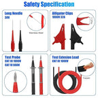 Linkstyle 25PCS Multimeter Test Leads Kit with Replaceable Wire Piercing Probes, Alligator Clips, Test Hook Clips, Tweezer for Digital Electrical Multimeter Testing