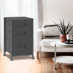 Raybee 3 Drawer File Cabinet Printer Stand Filing Cabinet Rolling File Cabinets for Home Office Fabric Vertical Office Storage Cabinet Fits A4, Legal, Letter Size, 16.7" D*16" W*26.8" H, Black