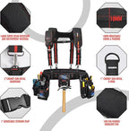 Heavy Duty Tool Belt with Padded Suspenders – Adjustable Construction Tool Rig with Multi-Pouch System – Framing & Electrician Waist Belt for Men（Adjustable one sizeZ)