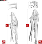 MAXPOWER Locking Pliers Set - 9-inch Long Nose, 10-inch Curved Jaw, Wide Opening Two-position Adjustment - 2 Pack