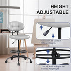 Misolant Drafting Chair, Armless Tall Office Chair with Footrest Ring for Standing Desk, Small Faux Leather Executive Computer Chair with Adjustable Height for Bar Lab Counter Height Desk, Gray