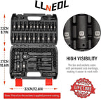 Impact Socket Set 3/8 Drive,95Pcs Deep&Shallow Socket Wrench Set,6 Point Metric&Standard Full |5/16"-3/4",8-22mm| with Spark Plug Sockets,72T Ratchet Handle, Screwdrivers for Automotive&Home