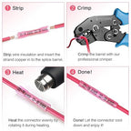 TICONN Red 200PCS Heat Shrink Butt Wire Connector Kit, Insulated Waterproof Electrical Marine Automotive Wire Crimp Terminals Butt Splice (Red200PCS)