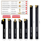 Indexable Lathe Turning Tool 21Pcs Kit 5/8" (16mm) Shank, Includes 7Pcs Metal Lathe Tool Holders and 14Pcs Carbide Inserts for Turning Boring Grooving Cutting Threading Carbide Turning Tool