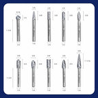 Carbide Burr Set,Tungsten Carbide Cutting Tools, Double Cut Rotary Files 1/4" Shank 10PCS Carbide Burr Bits High-Speed Spiral Fils for Metal, Plastic, Woodworking