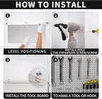 Peg Boards for Walls Metal Pegboard Panels Garage Wall Organizer, 3 Pcs 24" x 12" Garage Metal White Peg Board Tool Organization, Steel Pegboard Tool Board Garage Wall Mount Pegboard Wall Organizer