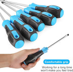 Magnetic long Screwdriver Set 10 PCS,5 Phillips and 5 Flat Head Precision Screwdriver,Professional Cushion Grip and Non-Slip for Repair Home Improvement Craft