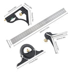 ChgImposs 12" Adjustable Sliding Combination Square Ruler & Protractor Level Measure Measuring Set, Inch/Metric