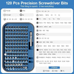Precision Screwdriver Set 130 in 1 with 120 bits Repair Tool Kit Magnetic Screwdriver Kit with mini built-in box for Electronics iPhone Jewelers Game Console (130-IN-Blue)