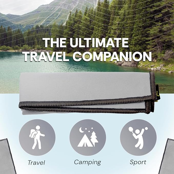 Backpacking Ultralight Quick Dry Microfiber Soft Fast Drying Hand and Face Towel Wash Cloth Camping Yoga Hiking Active Lifestyle Small (Gray, Small)