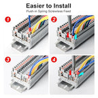 100Pcs PT2.5 Push-in Terminal Blocks, 2.5mm²Cable, DIN Rail Mounted Terminal Block, 800 V 32 A, Wire Spring Connection Push in Conductors Wire Connector, CE
