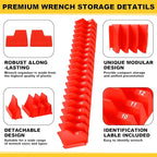 Chunful 100 pcs Modular Wrench Organizer Holder Wrench Tool Organizers Storage Racks Set with Metric & SAE Label for Tool Box Drawer Storage for Father Brother Professional Mechanics Men(Red)