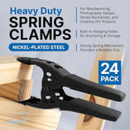 Lot of 24-6" inch Spring Clamp Large Super Heavy Duty Spring Metal All Black - 2.5 inch Jaw opening