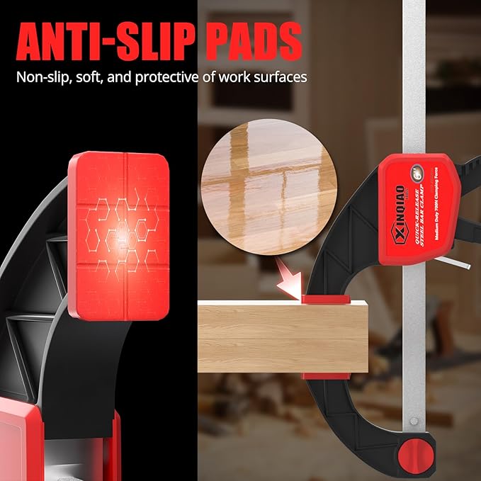 XINQIAO Bar Clamps for Woodworking 6 Inch (4) Wood Clamps Set, One-Handed Spreader with 150lbs for Stable and Reliable Fixing Solutions
