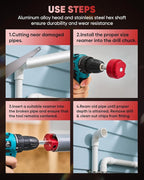 Saker PVC Pipe Reamer, PVC Fitting Saver with 1-1/2inch Head, For SCH40, ABS Pipe,CPVC Perfect for Plumbing Repairs, Fits Standard 1/2" Drill