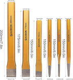 6 Pack Punch and Chisel Set, Includes 3 Pcs Digging Tools Cold Chisel, 3 Pcs Center/Pin/Tapered Punch Set, with Canvas Bag, Masonry Chisels for Brick, Wood, Metal and Stone