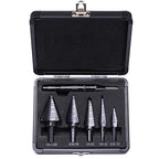 Lichamp Step Drill Bit Set for Metal Sheet Heavy Duty, 5-Piece Premium M2 HSS Step Up Down Drill Bits Stepper Unibit for Steel Hole, 50 Sizes from 1/8 to 1-3/8 inches