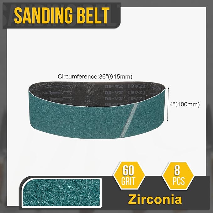 4 x 36 Inch Sanding Belt, 6 Pcs 60 Grit Zirconia Knife Sharpener Belts Work Sharpening for Belt Sander Knife Carving Tool Metal Working