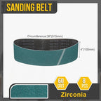 4 x 36 Inch Sanding Belt, 6 Pcs 60 Grit Zirconia Knife Sharpener Belts Work Sharpening for Belt Sander Knife Carving Tool Metal Working