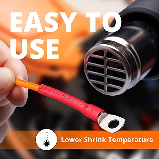 Wirefy 3/4" Heat Shrink Tubing - Large Diameter - 3:1 Ratio - Adhesive Lined - Industrial Heat-Shrink Tubing - Red - 50 Feet Roll