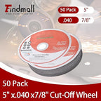 50 Pack 5" x.040 x7/8" Cut-Off Wheel - Metal & Stainless Steel Cutting Discs