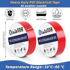 100 Rolls Red Electrical Tape Bulk 3/4 Inch x 66ft, Waterproof Vinyl Electric Tape High Temp Insulation Tape for Electrical Protection Home Outdoor Electric Insulating Wire Wrapping
