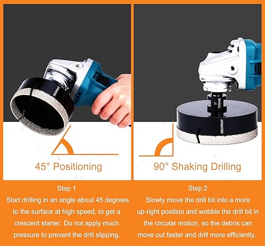 5 Inch Diamond Hole Saw, 125mm Tile Hole Saw Drill Bit Diamond Tipped for Granite Marble Ceramic Glass Porcelain Quartz Tiles Stones Countertop, Core Drill Bits with 5/8-11 Thread for Angle Grinders