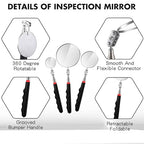 3 Pieces Telescoping Inspection Mirror Stainless Steel Extendable Mechanic Mirror with Long Handle Tool for Technicians Mechanics Contractors Eyelashes Mouth and Other Small Parts(Black)