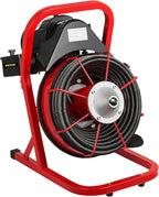VEVOR 50FT x 1/2 Inch Drain Cleaning Machine, 250W Electric Drain Auger, Portable Sewer Snake Auger Cleaner with Cutters & Air-Activated Foot Switch for 1" to 4" Pipes, Black, Red