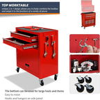 8-Drawer High Capacity Rolling Tool Chest, Big Storage Removable Tool Box Combo, Lockable Drawer Tool Cabinet for Workshop and Garage (Red)