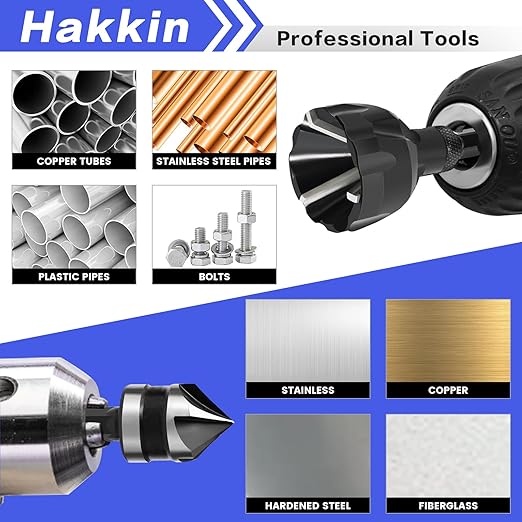 5Pcs Tungsten Carbide Chamfering Drill Bit for 1/8”-3/4”(3mm-20mm), Deburring External Chamfer Tool for Metal, Remove Burr Tools Quick Release Hex Shank, Repairing Damaged Screws, Bolts and Fasteners