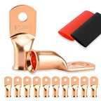 4PCS Battery Cable Ends, 2/0 Gauge Wire Connectors 1/4 Copper Wire Lugs, Bare Copper Eyelets with Heat Shrink Tubing by HOUSUN