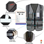 A-SAFETY grey security vest with zipper pockets