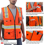 Neopelta Reflective Safety Vest Orange Mesh, Made with 3M Reflective Tape, Heavy Duty Vest with ID pocket, Padded Neck, Orange 2XL