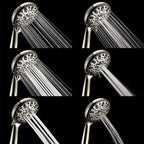 Handheld Shower Head, 6 Spray Setting High Pressure Shower Head with Brass Swivel Ball Bracket and Extra Long Stainless Steel Hose, Brushed Nickel, 5"