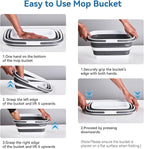 2.9 Gal(11 L) Collapsible Mop Bucket with Handle – Square Silicone Cleaning Bucket for Mopping, Car & Window Washing – Space-Saving Storage Organizer, Durable Plastic Bucket – Pair of Silicone Gloves