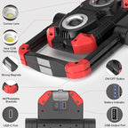 Adelante 2Pack Rechargeable LED Work Light with Magnetic Bases, 2500LM 6500K 12 Hours Long Lasting, Mobile Charger, 360°Rotating Stand Waterproof USB Portable Flood Light for Mechanics, Repairing
