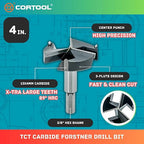 4 Inch Forstner Drill Bit, Triple-Flute Carbide Tipped Forstner Bit for Hard Wood, Soft Wood, Veneered Plywood, Plastic, Drilling Hole Saw Woodworking Hinge Cutter Tool