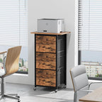 3 Drawer File Cabinet, Vertical Filing Cabinet with Wheels, Printer Stand with File Cabinet, Adjustable Hanging Rods, fits A4/Letter Size, for Home Office, Rustic Brown and Black FCHR5901