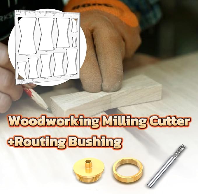 10 in 1 Router Templates for Woodworking, Butterfly Jig Bowtie Inlay Template, with 1/4 inch Router Bushing Guide Template Liner and nut,1/4" Router Bits for Wood ﻿
