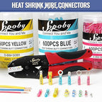 Sopoby 600PCS Heat Shrink Butt Connectors Blue 16-14 AWG-Tinned Red Copper Marine Grade Butt Connectors - Wire Splice Connectors- Waterproof Electrical Connectors for Marine,Boat,Stereo