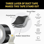 Lichamp 6 Rolls Heavy Duty Thicker Black Duct Tapes, 17 mil No Residue Duct Tape for Packaging Taping Sealing Repairing Tying, Wide Tape for DIY or Commercial Use, 2 Inches x 25 Yards, B206BK