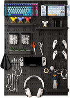 Keepo Pegboard Combination Kit, Pegboards and Accessories Modular Hanging for Gaming Setup, Gaming Station Peg Board, Gaming Organizer, Wall Game Controller Holder, Headset Stand (Black, 33″×22″)