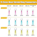 270PCS Marine Grade Heat Shrink Wire Connectors-Electrical Connectors Kit of Tinned Red Copper,Crimp Insulated Ring Fork Spade Butt Splice AWG22-16 16-14 12-10 Gauge (270Pcs Kit, AWG 22-10)